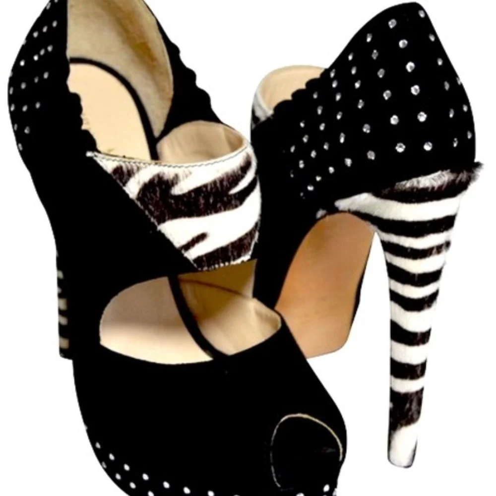 🆕🏷️  Damiano Marini Zebra Swarovski Crystal Platform 🇮🇹 Limited Edition